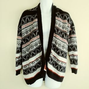 Merona Black, Red & White Long Sleeve Cardigan S/P